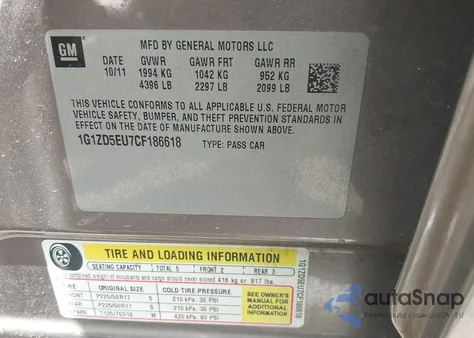 2012 Chevrolet Malibu 2Lt from USA, damaged, VIN 1G1ZD5EU7CF186618